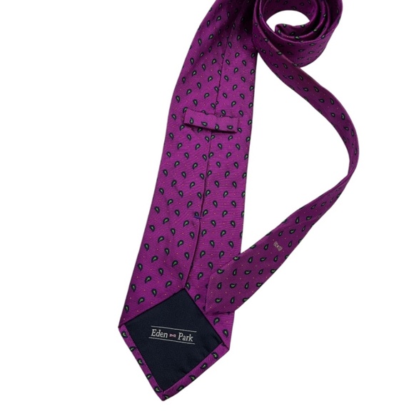 EDEN PARK Purple Paisley Silk LUXURY Tie ITALY - Picture 2 of 5
